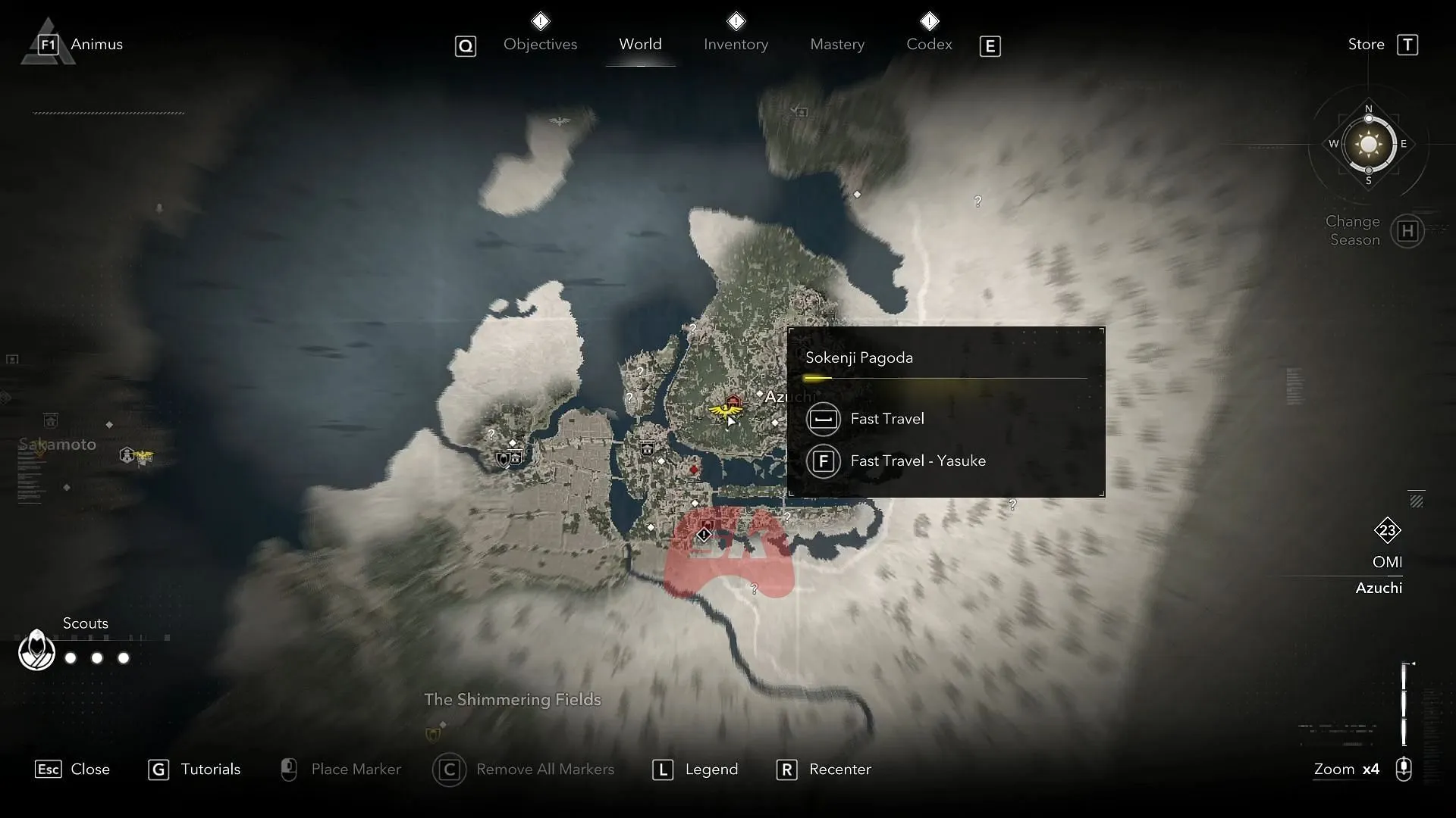 Travel to the Sokenji Pagoda in Azuchi to access the temple (Image via Sportskeeda Gaming || Ubisoft)