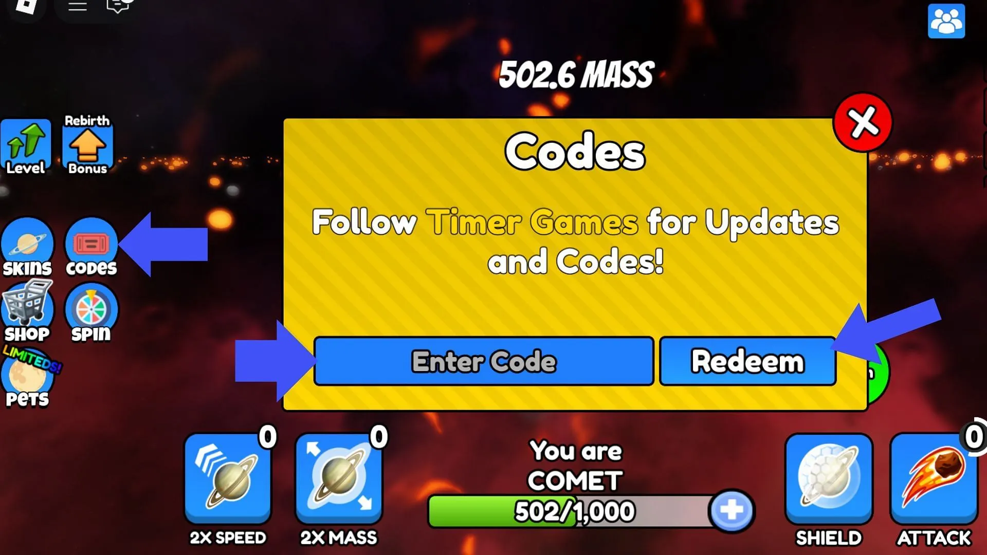 Click the ticket icon on the left to open 