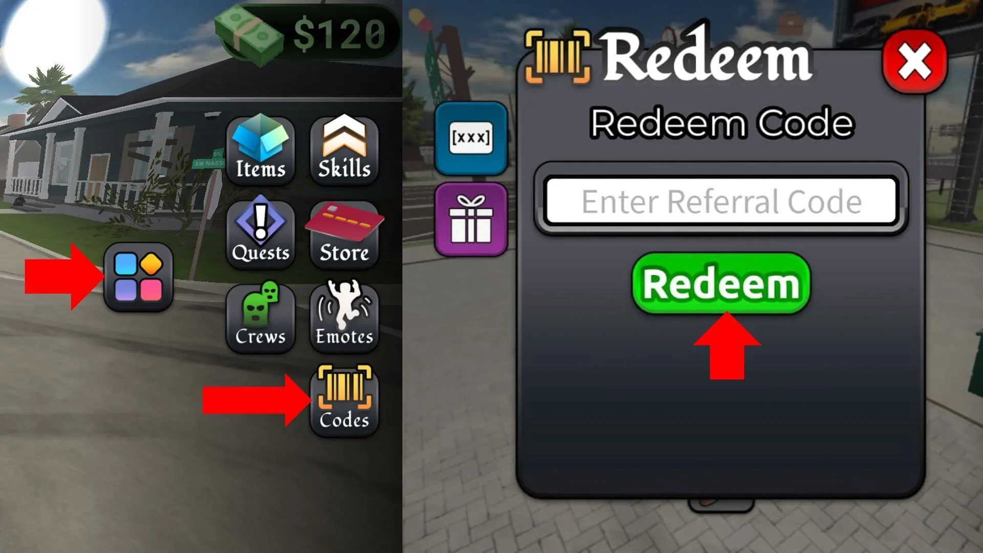 Type or paste a referral code in the text field (Image via Roblox)