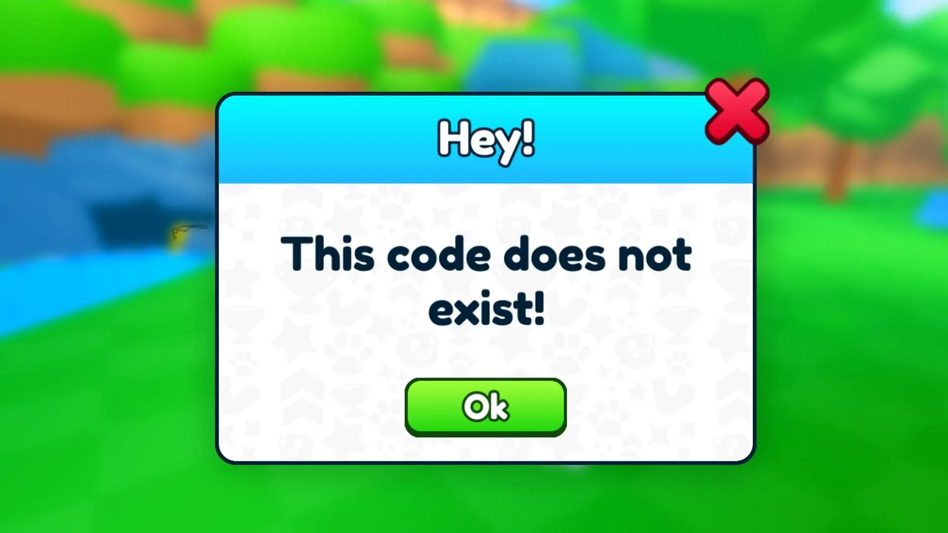 Error message when a code does not exist in Rebirth Champions Ultimate