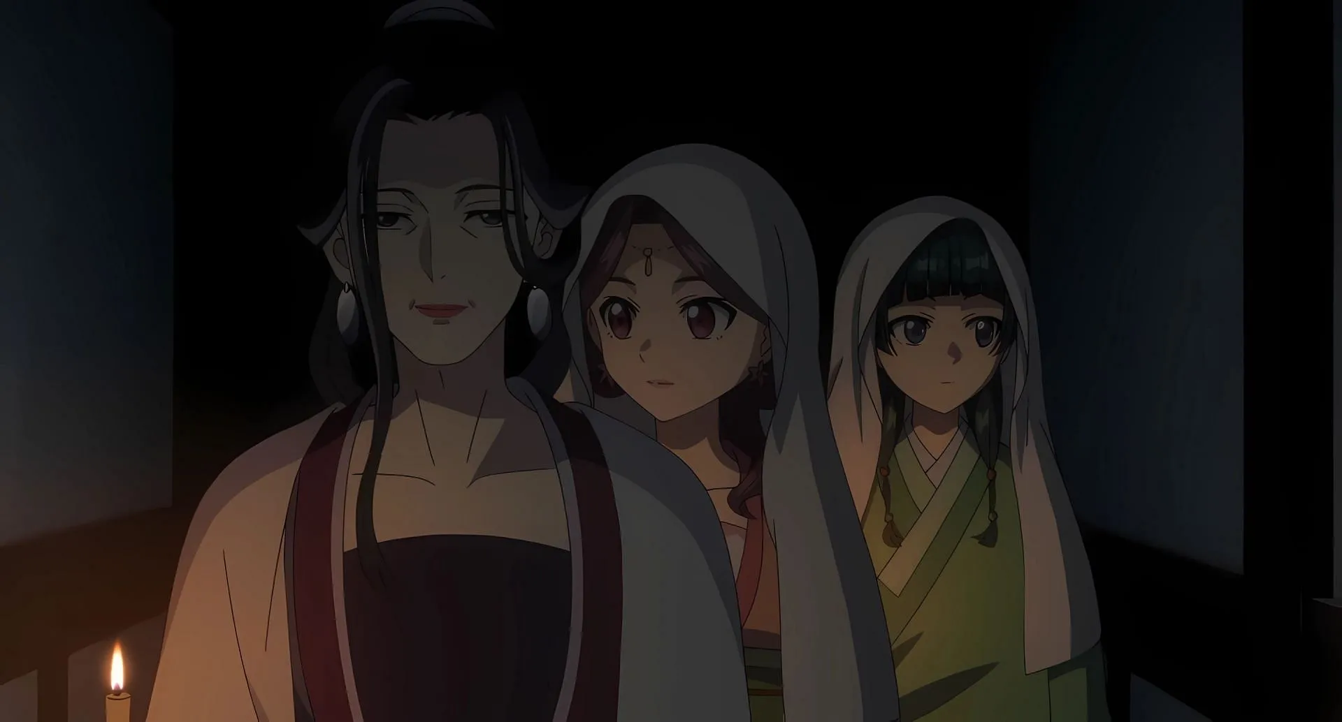 The hostess escorting Maomao and Yinghua (Image via Toho Animation Studio and OLM) The hostess escorting Maomao and Yinghua (Image via Toho Animation Studio and OLM)