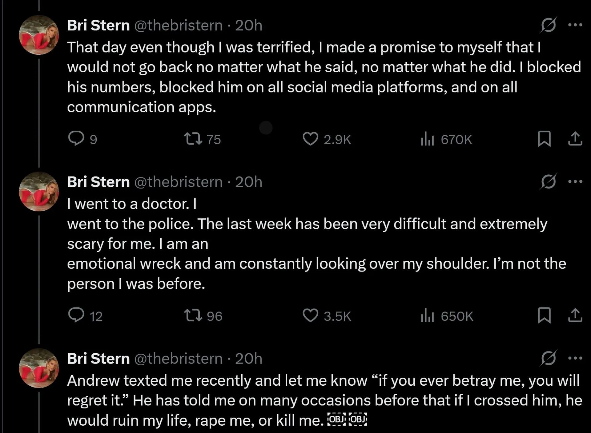 How Stern left the relationship (Image via Bri Stern/X)
