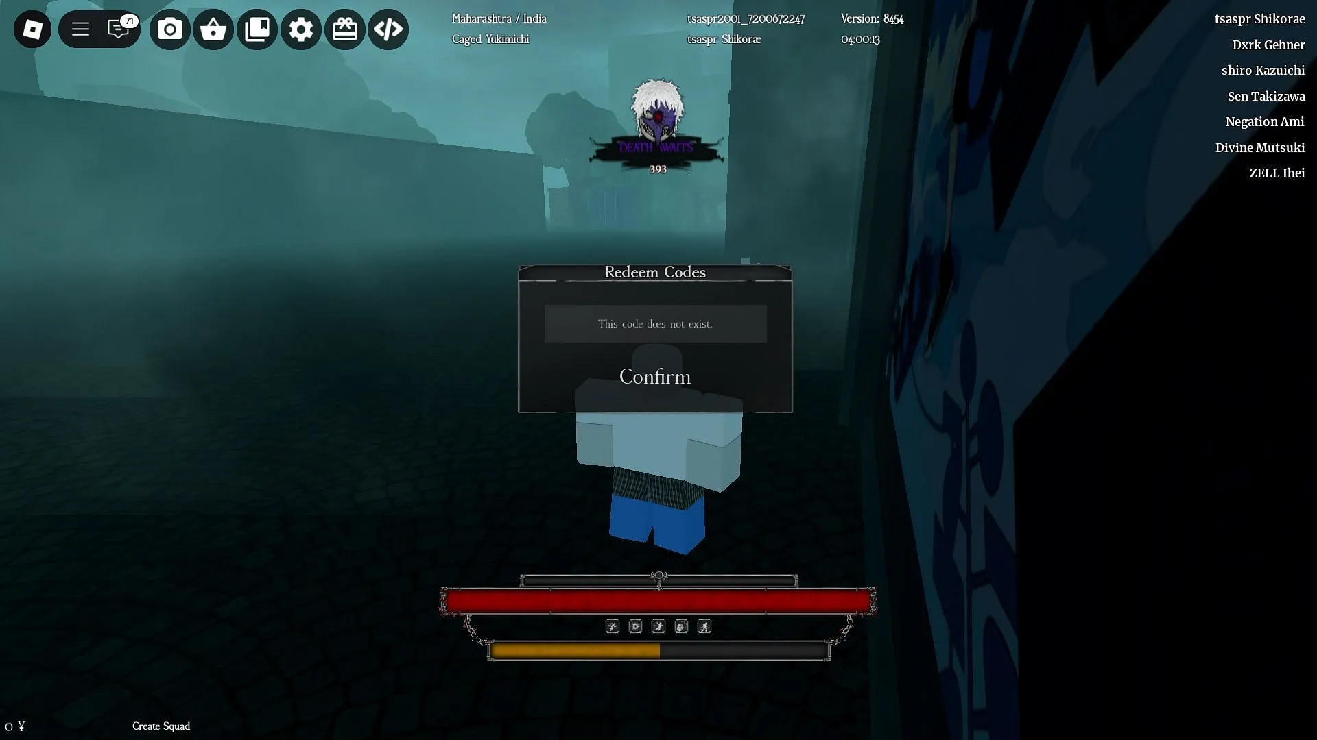 Ensure accuracy when entering codes (Image via Roblox)