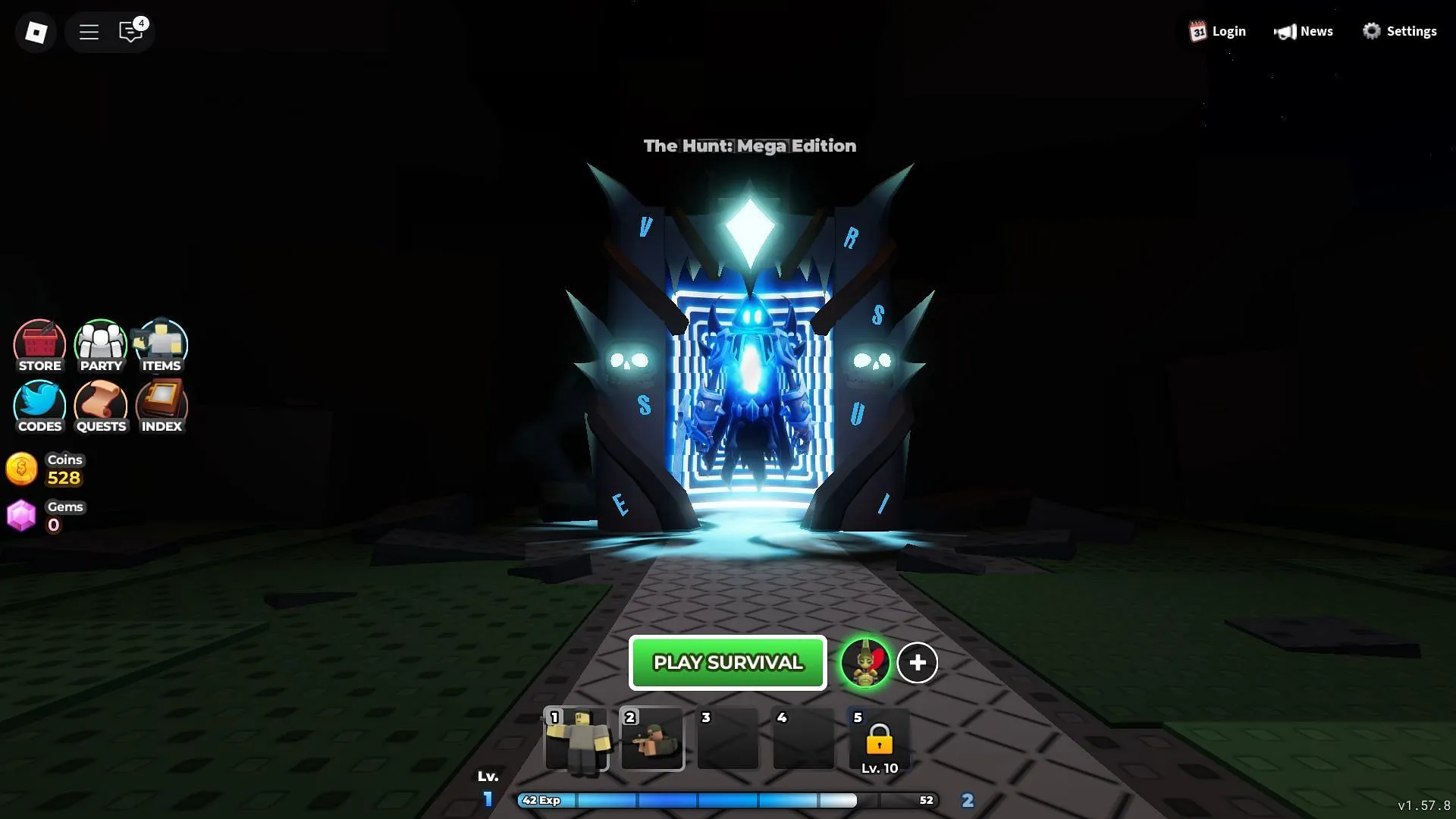 로비의 The Hunt: Mega Edition 포털(Roblox 이미지)