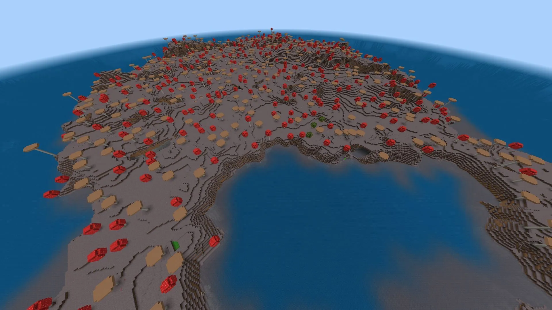 Minecraft fans can get a safe start by heading to the mushroom island near this seed’s spawn (Image via Mojang) Minecraft fans can get a safe start by heading to the mushroom island near this seed’s spawn (Image via Mojang)