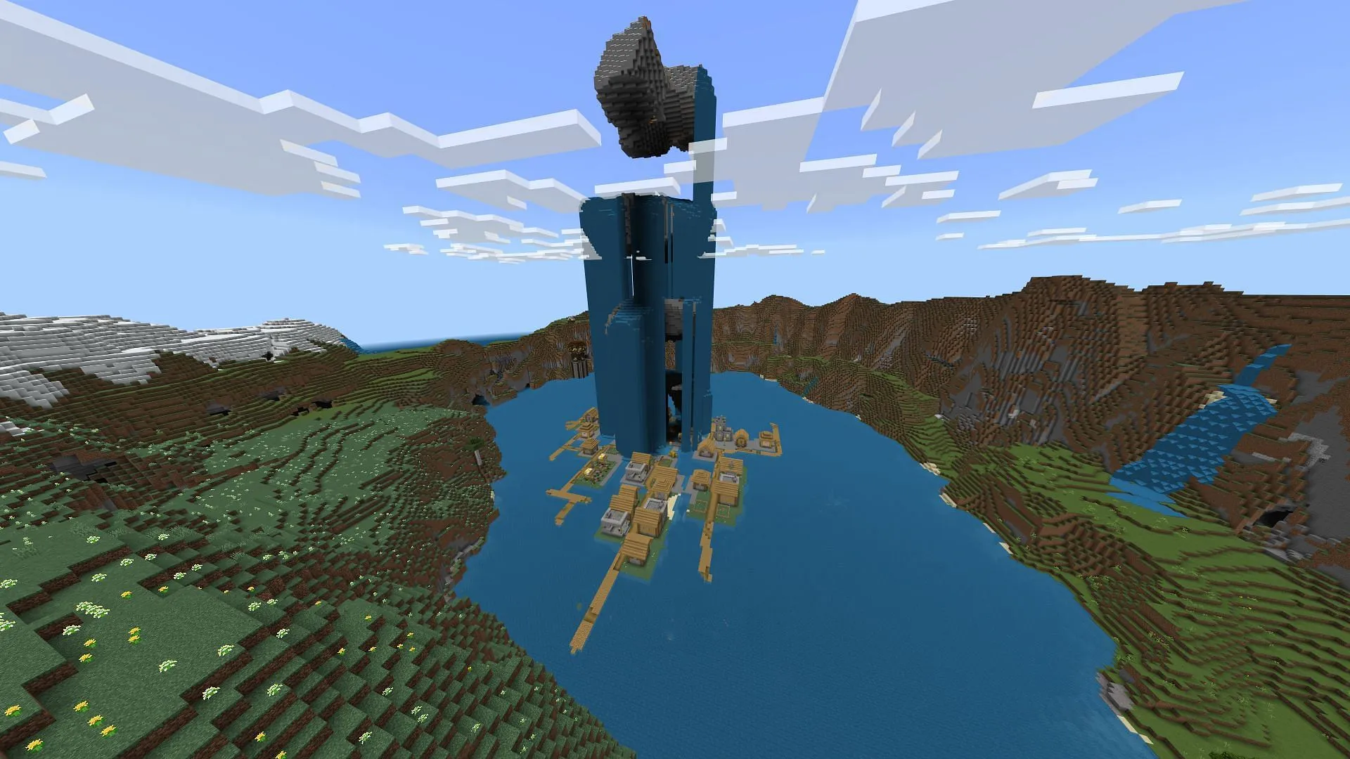 Minecraft villagers build their homes in some pretty strange places (Image via Mojang) Minecraft villagers build their homes in some pretty strange places (Image via Mojang)