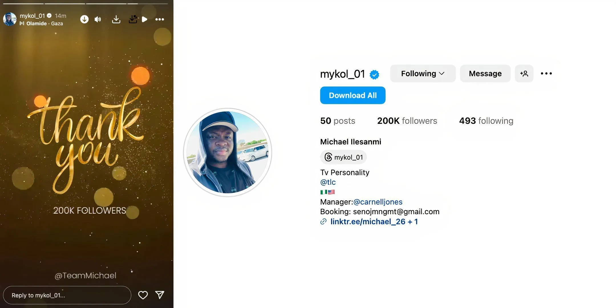 90 Day Fiancé Michael Ilesanmi reaches 200k followers on Instagram 90 Day Fiancé Michael Ilesanmi reaches 200k followers on Instagram