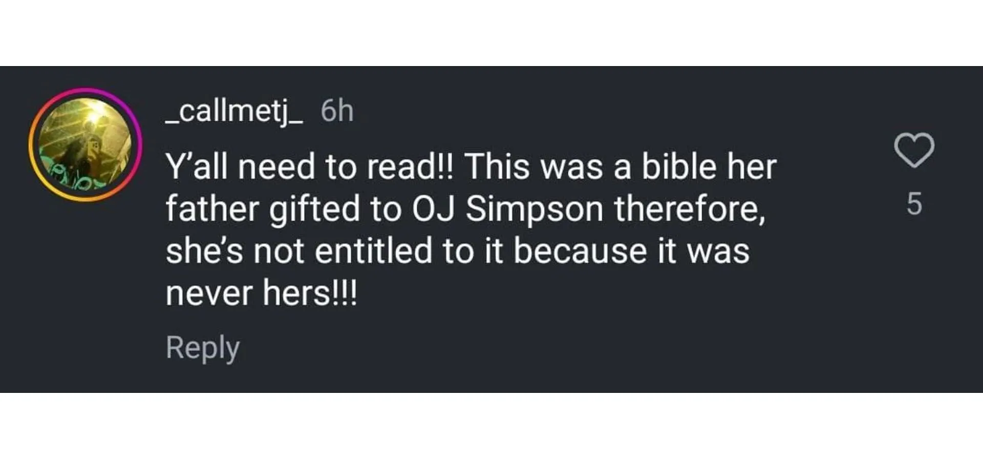 A comment reacting to the news (Image via Instagram/ @theshaderoom)