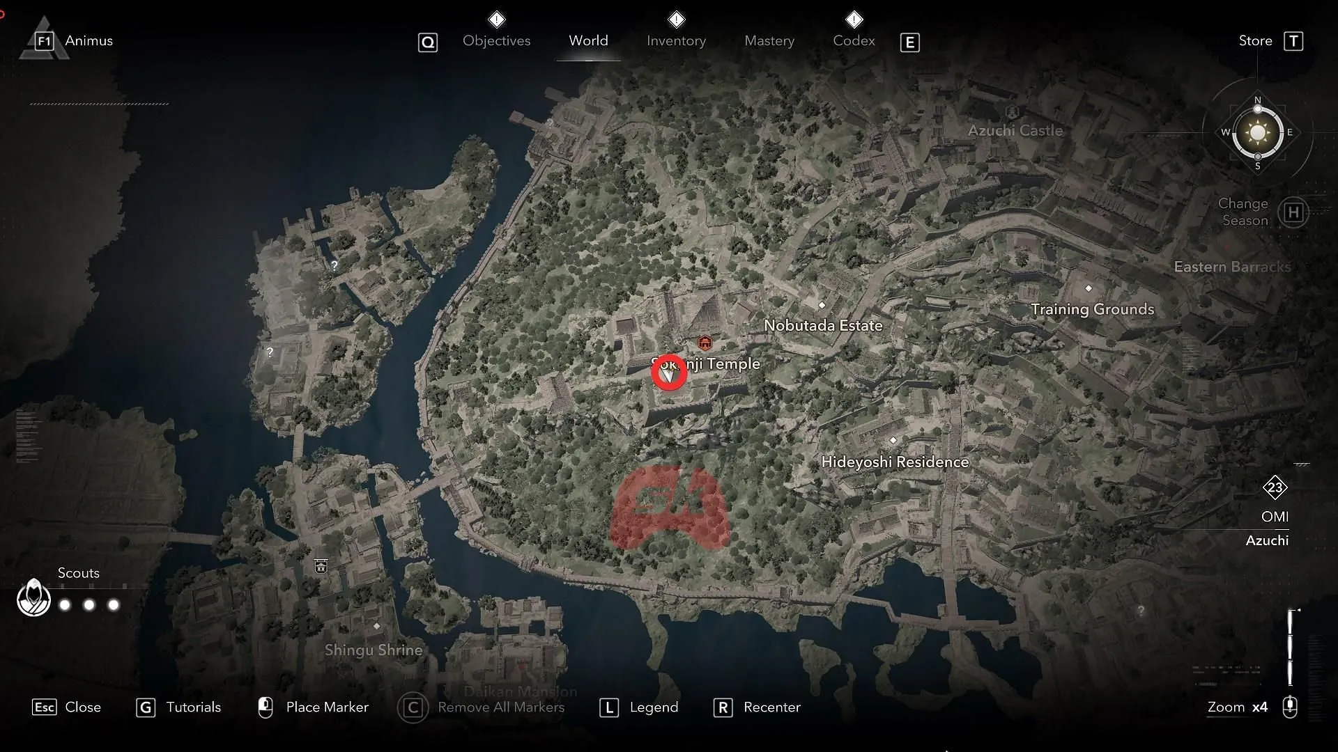 Location of the second Lost Page in Sokenji Temple (Image via Sportskeeda Gaming || Ubisoft)