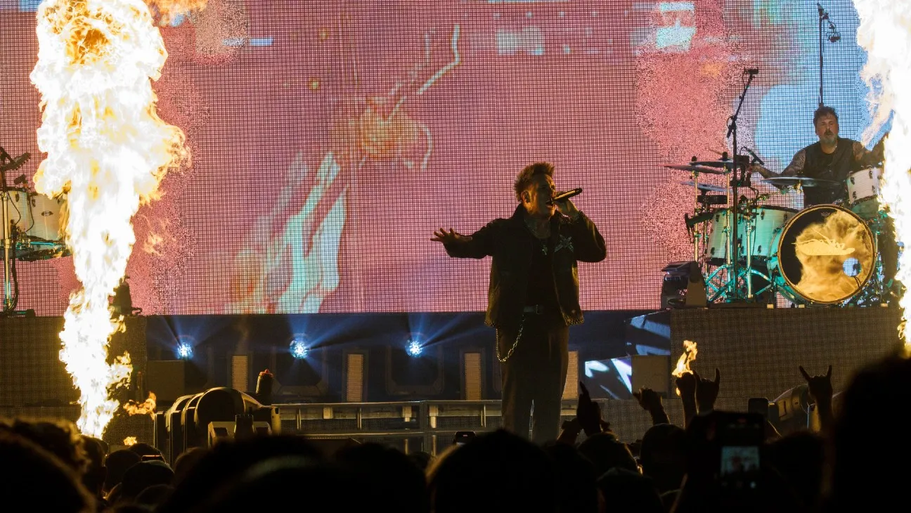 Papa Roach performing at the Kia Forum