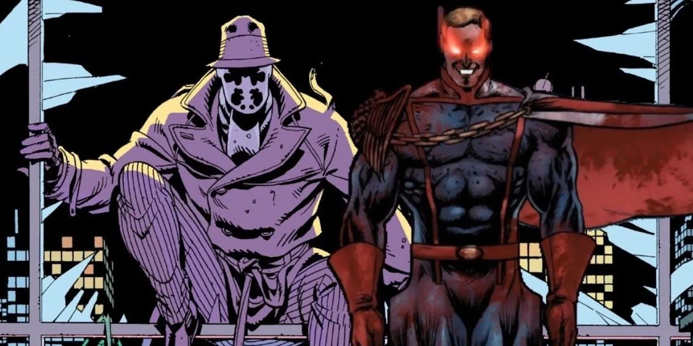 Homelander from The Boys and Rorschach from Watchmen together