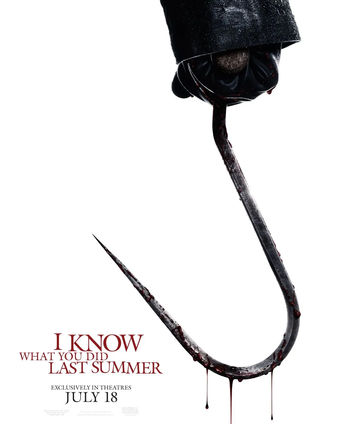 A hand holding a bloody hook on the teaser poster for I Know What You Did Last Summer 2025 A hand holding a bloody hook on the teaser poster for I Know What You Did Last Summer 2025