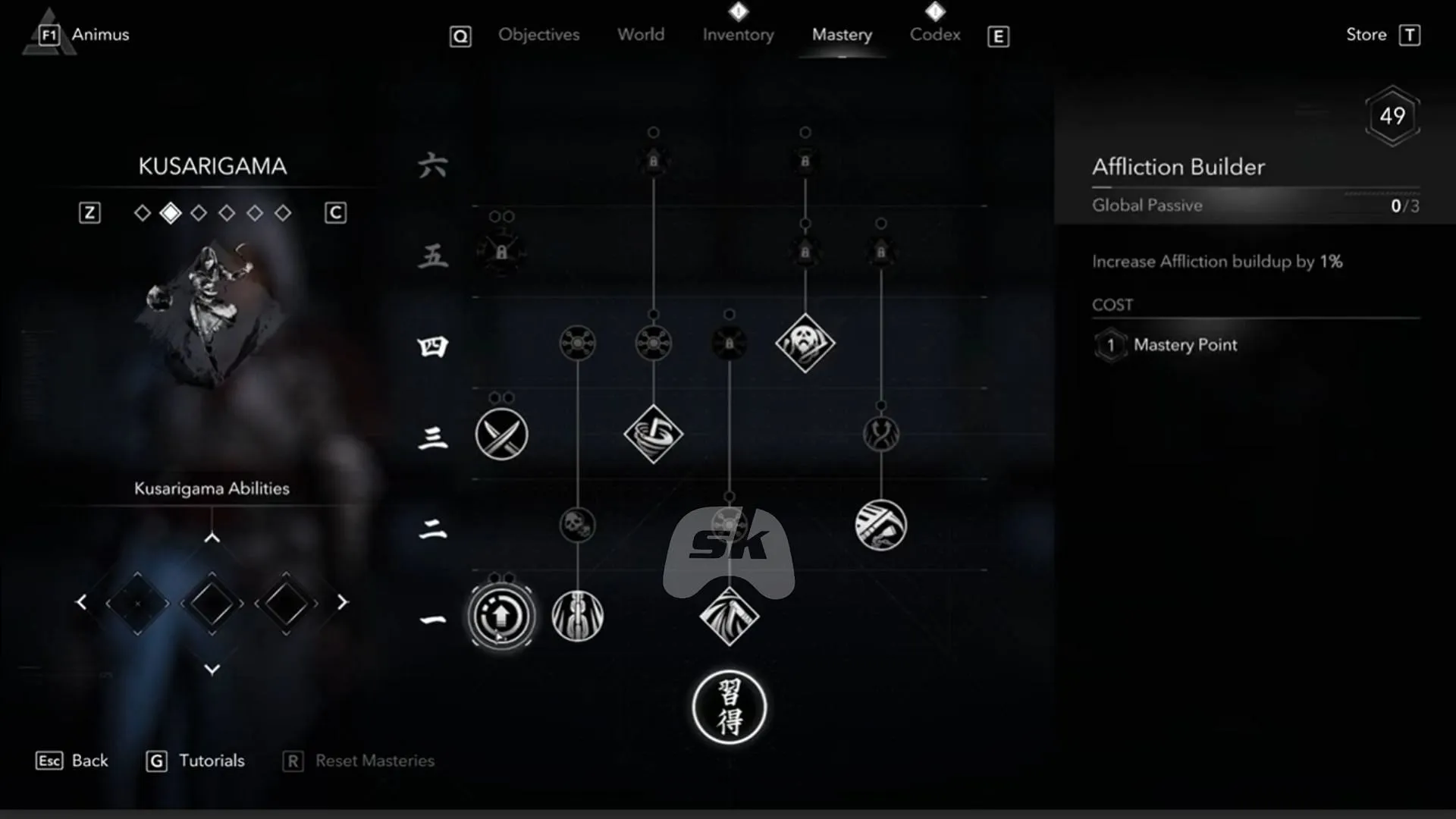 The Kusarigama Skill Tree for Naoe The Kusarigama Skill Tree for Naoe