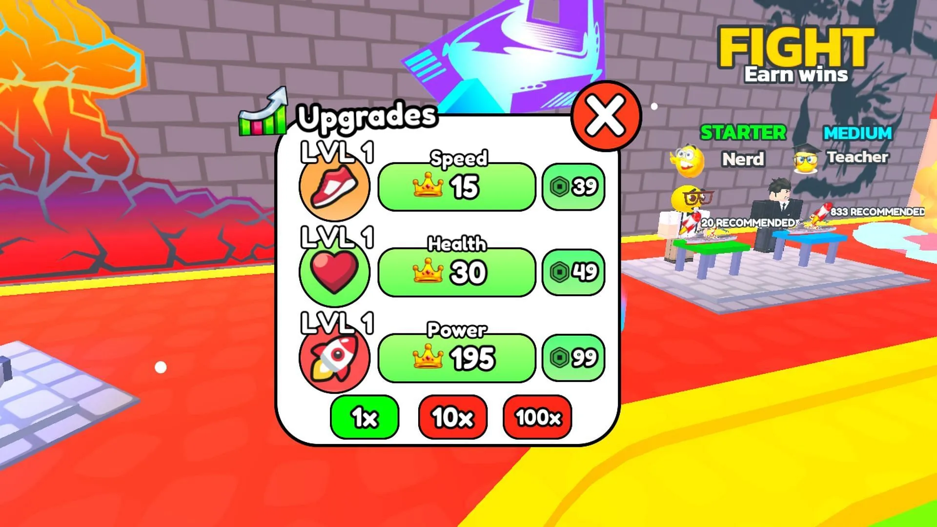 Utilize Wins for Upgrades (Image via Roblox)