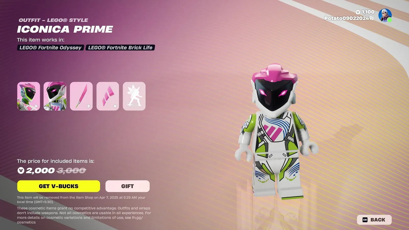 Iconica Prime will remain listed until April 6, 2025 (Image via Epic Games)