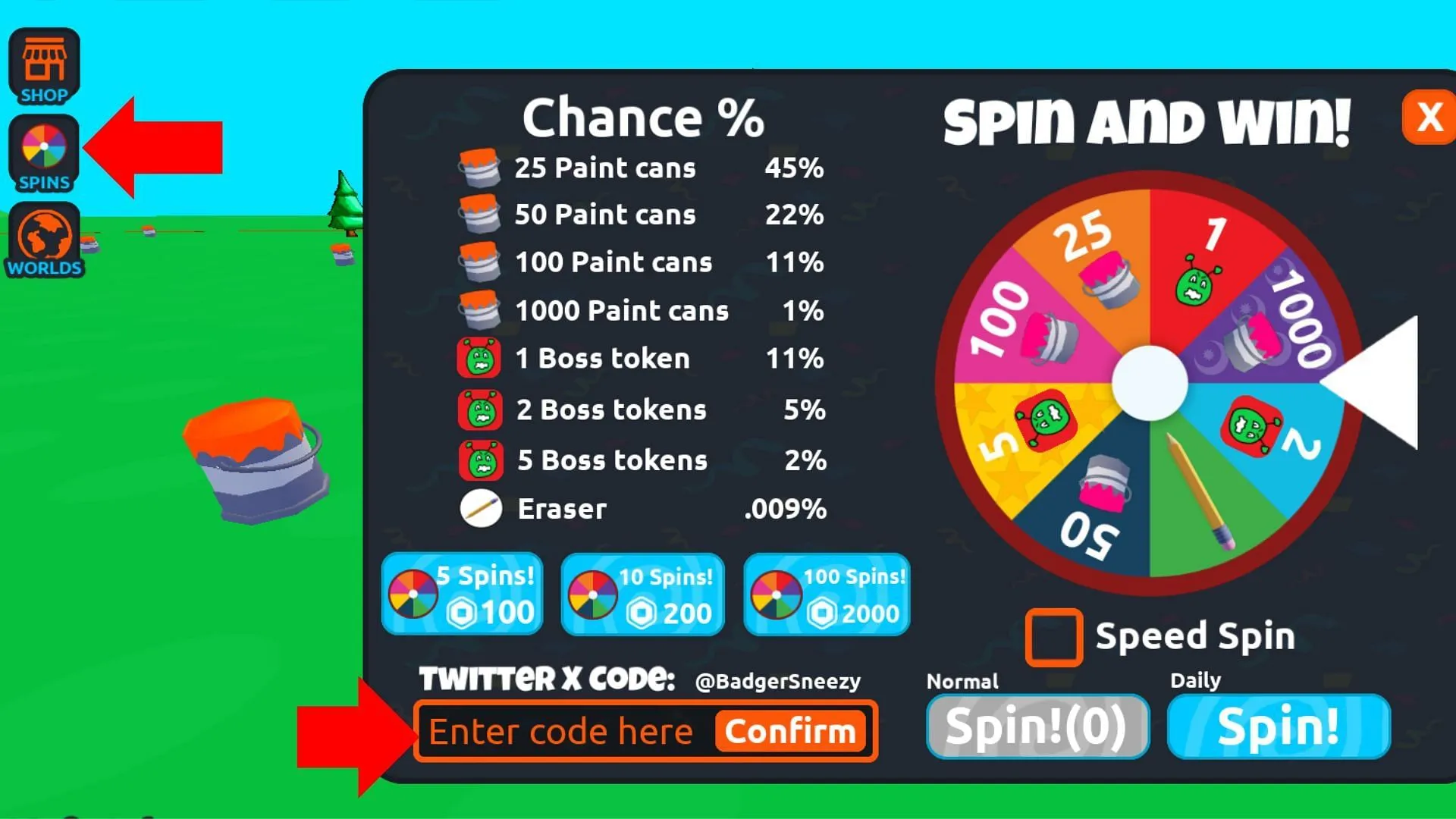 Type an active code in the text box (Image via Roblox) Type an active code in the text box (Image via Roblox)