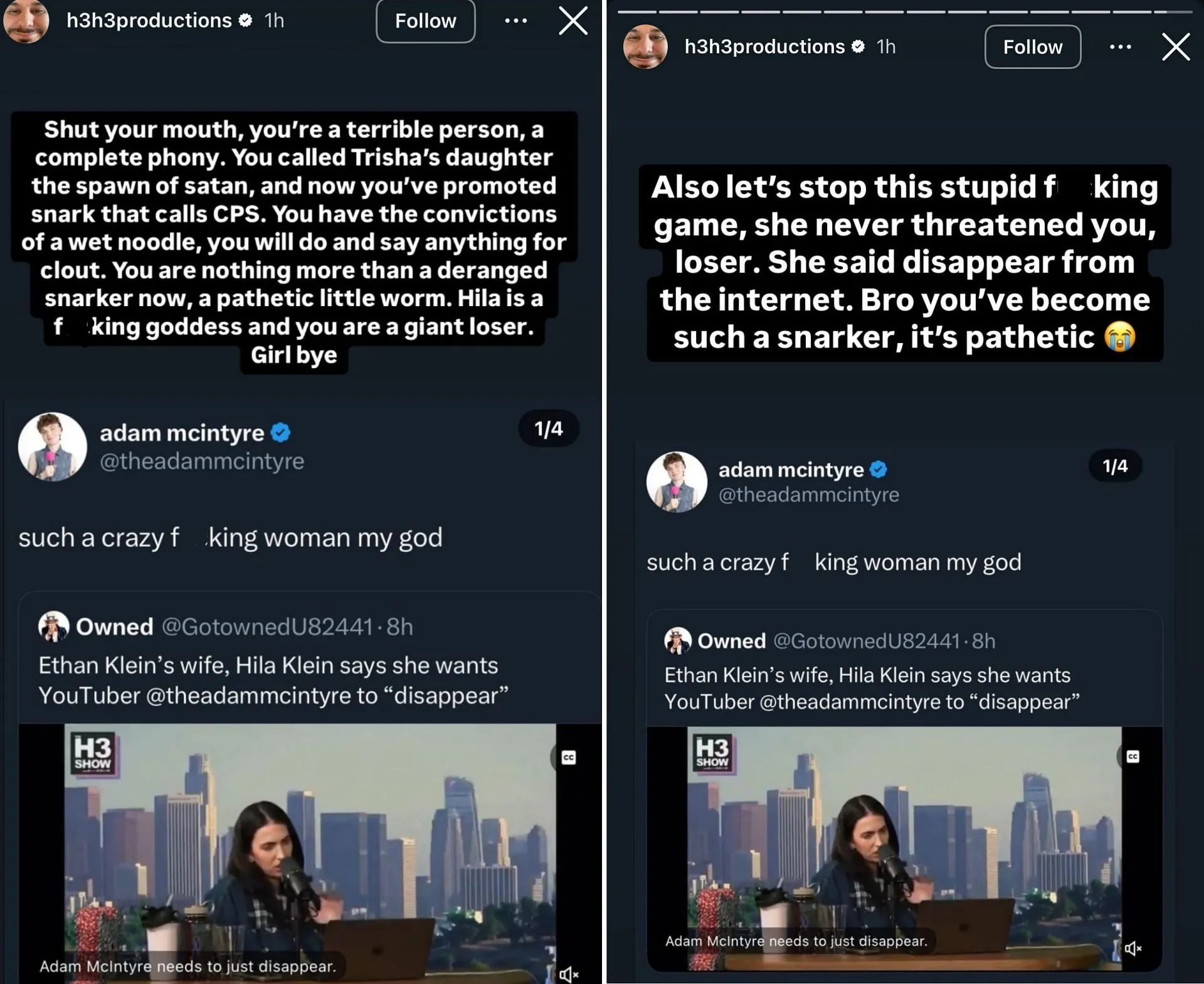 Ethan responds to Adam McIntyre (Image via @h3h3productions/Instagram) Ethan responds to Adam McIntyre (Image via @h3h3productions/Instagram)