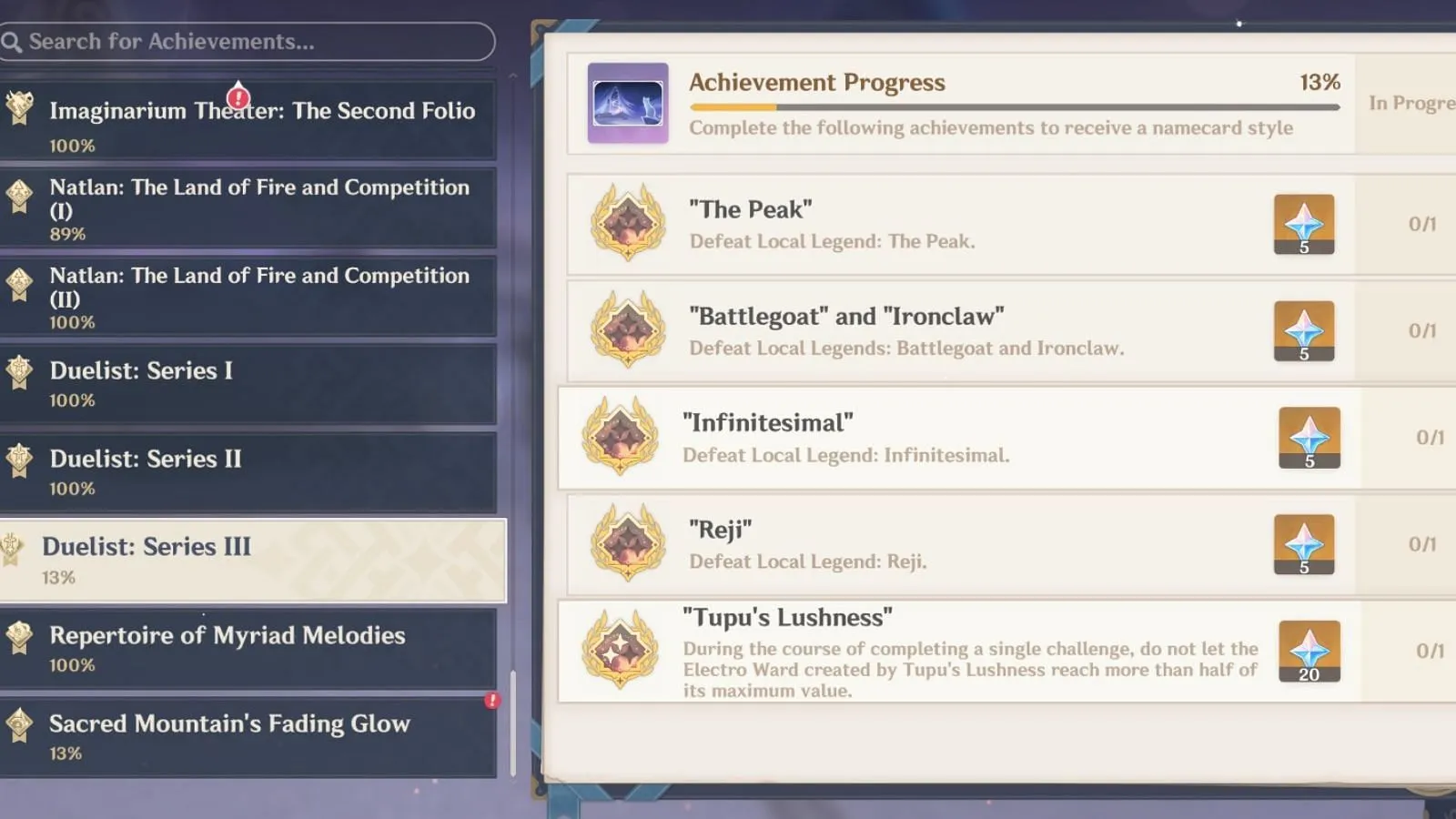 Tupu's Lushness Achievement page
