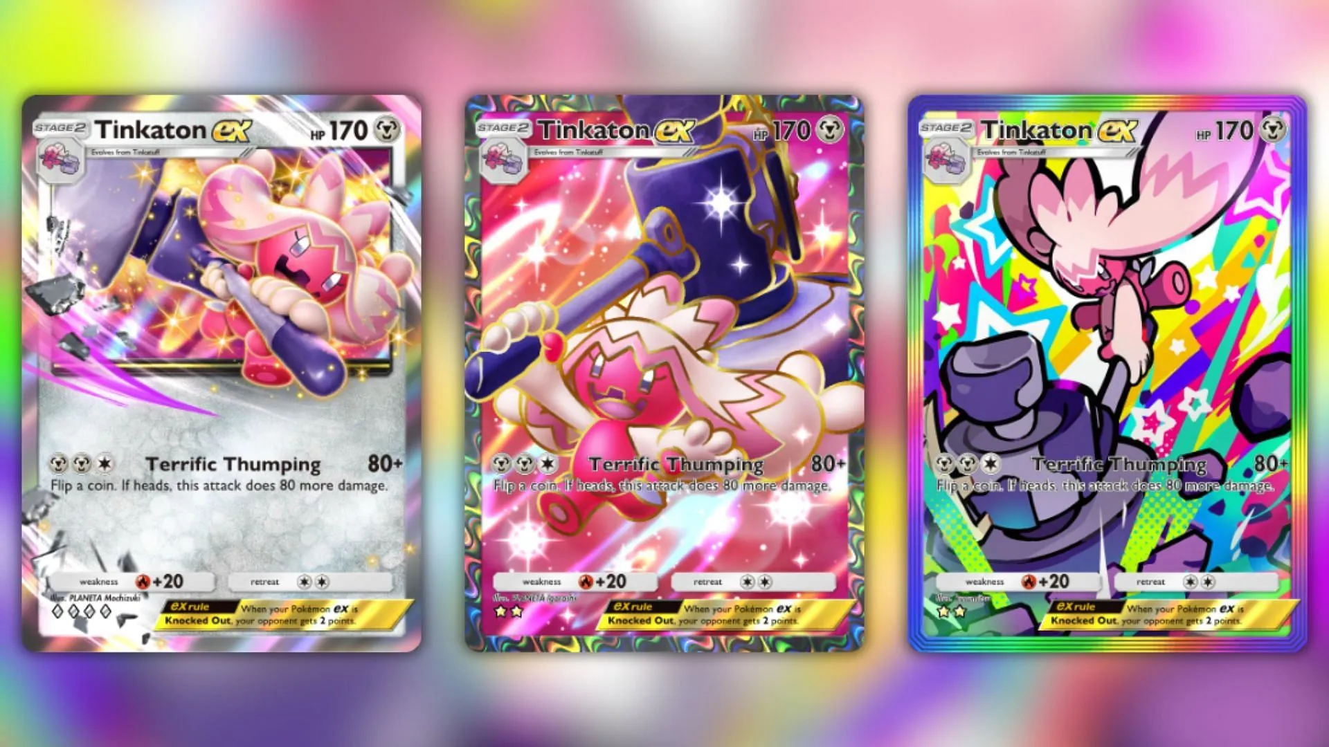 All variants of Tinkaton ex in the game (Image via The Pokemon Company)