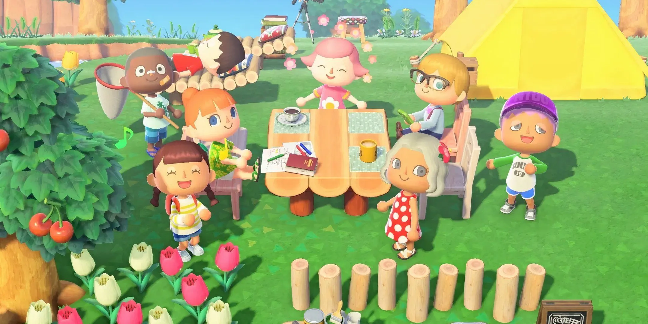Players gathering for a photoshoot in Animal Crossing