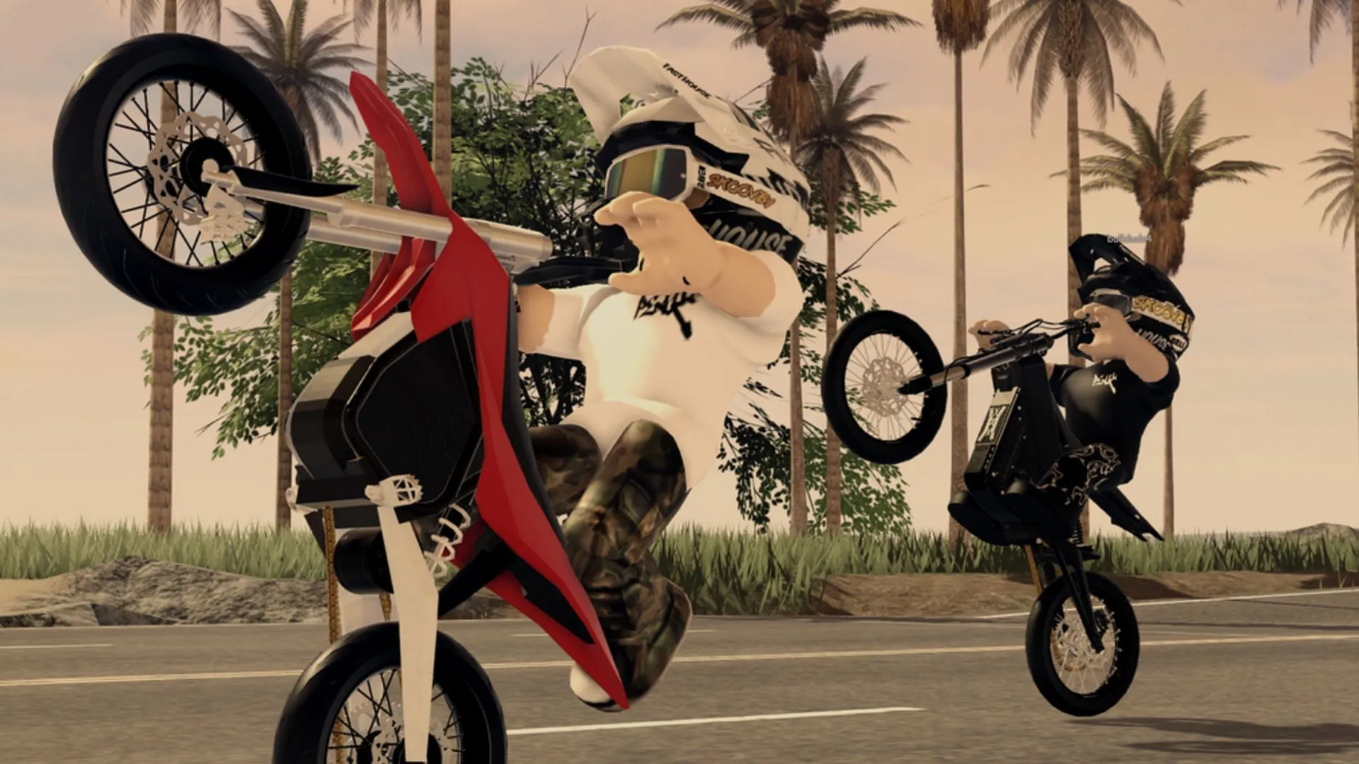 Explore different dirtbikes and showcase your wheelies (Image via Roblox)