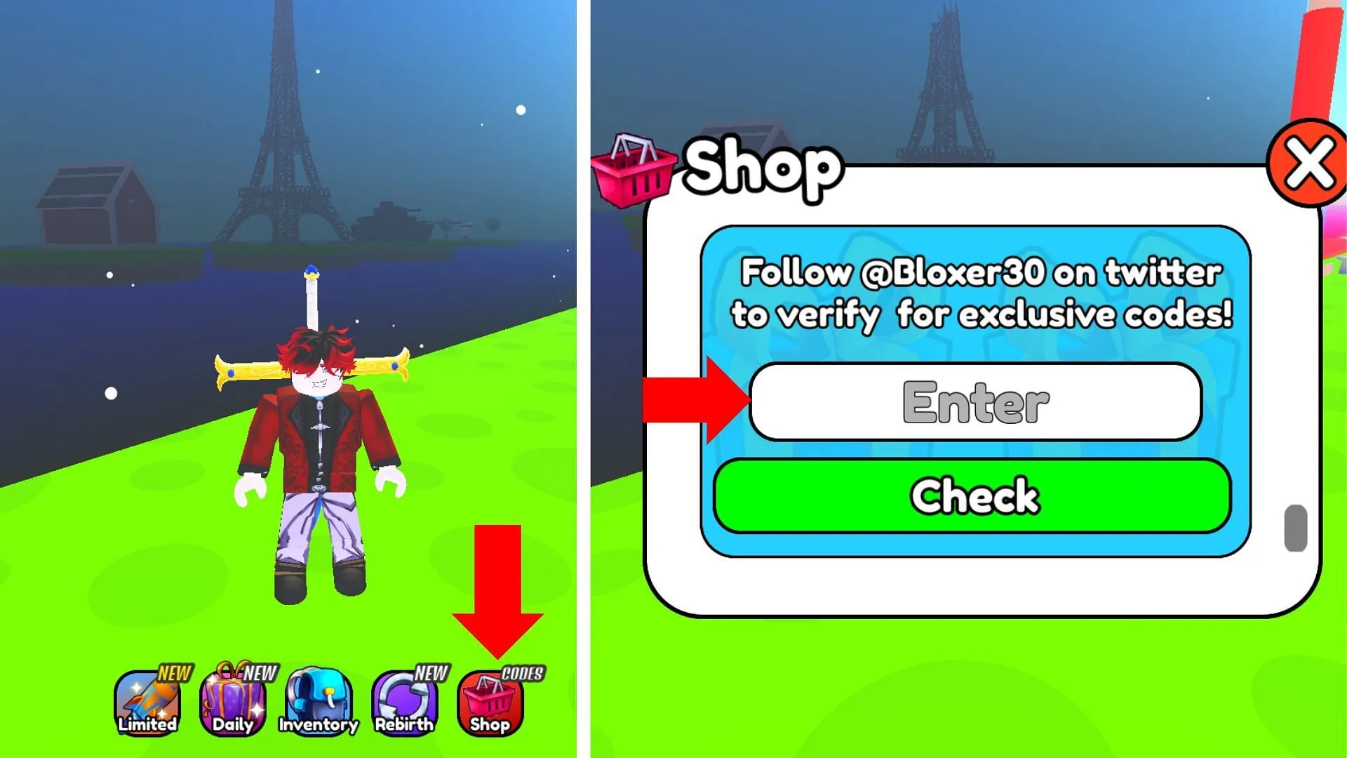 Locate the Shop tab in Roblox (Image via Roblox)