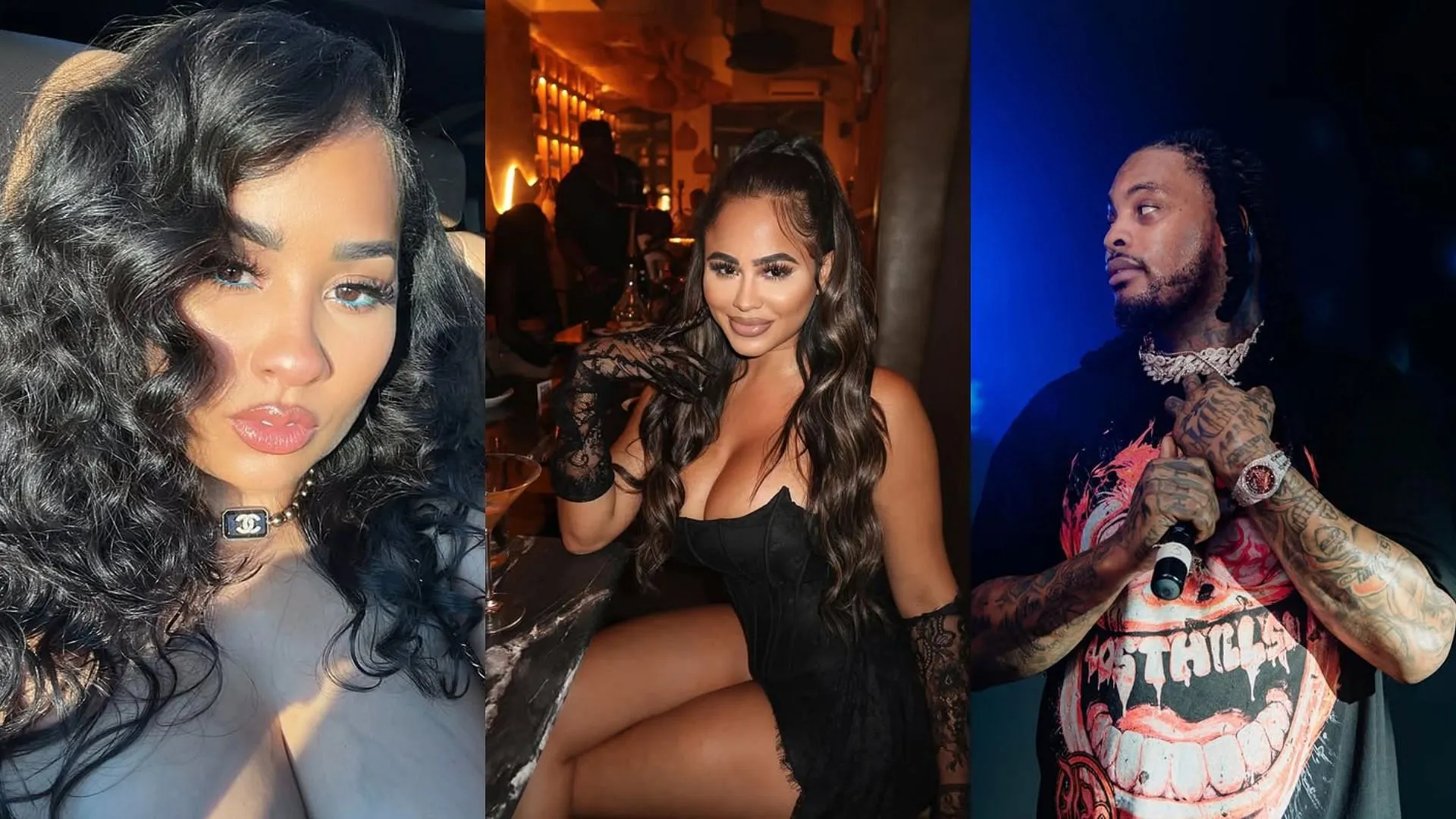 Tammy Rivera, Melanie, and Waka Flocka Flame. (Image via Instagram/@wakaflocka, @charliesangelll, and @beautyy__n__brains)