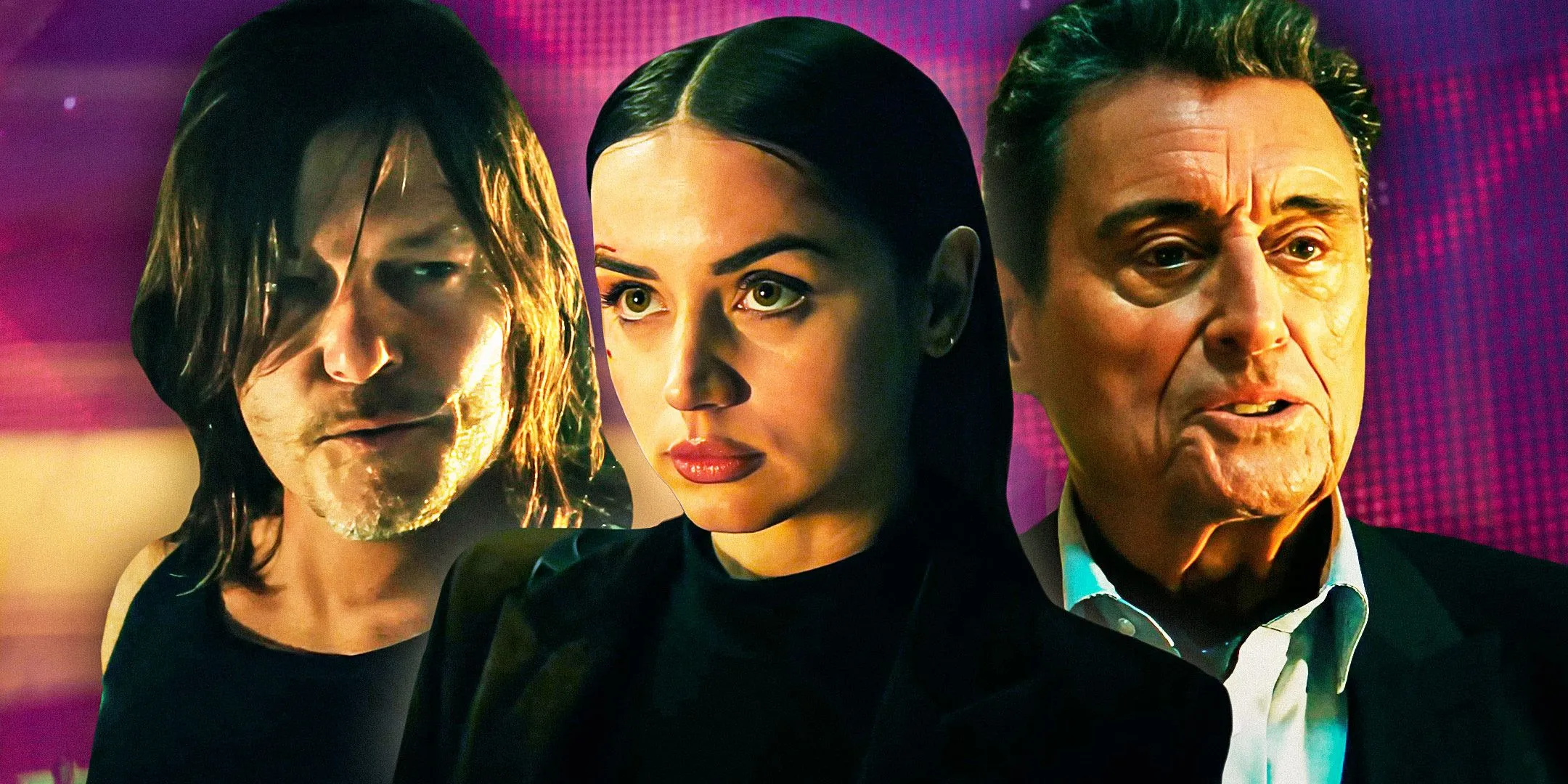 Cast from Ballerina featuring Norman Reedus, Ana de Armas, and Ian McShane