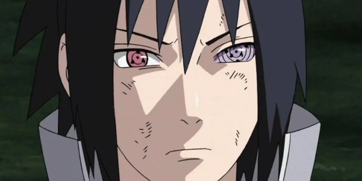 Close-up of Sasuke's face with Sharingan and Rinnegan Close-up of Sasuke's face with Sharingan and Rinnegan