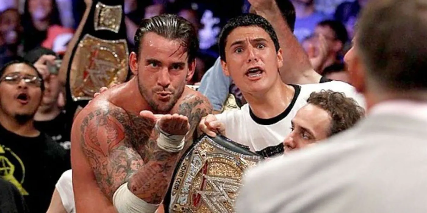 CM Punk blows a kiss to Vince at Wrestlemania