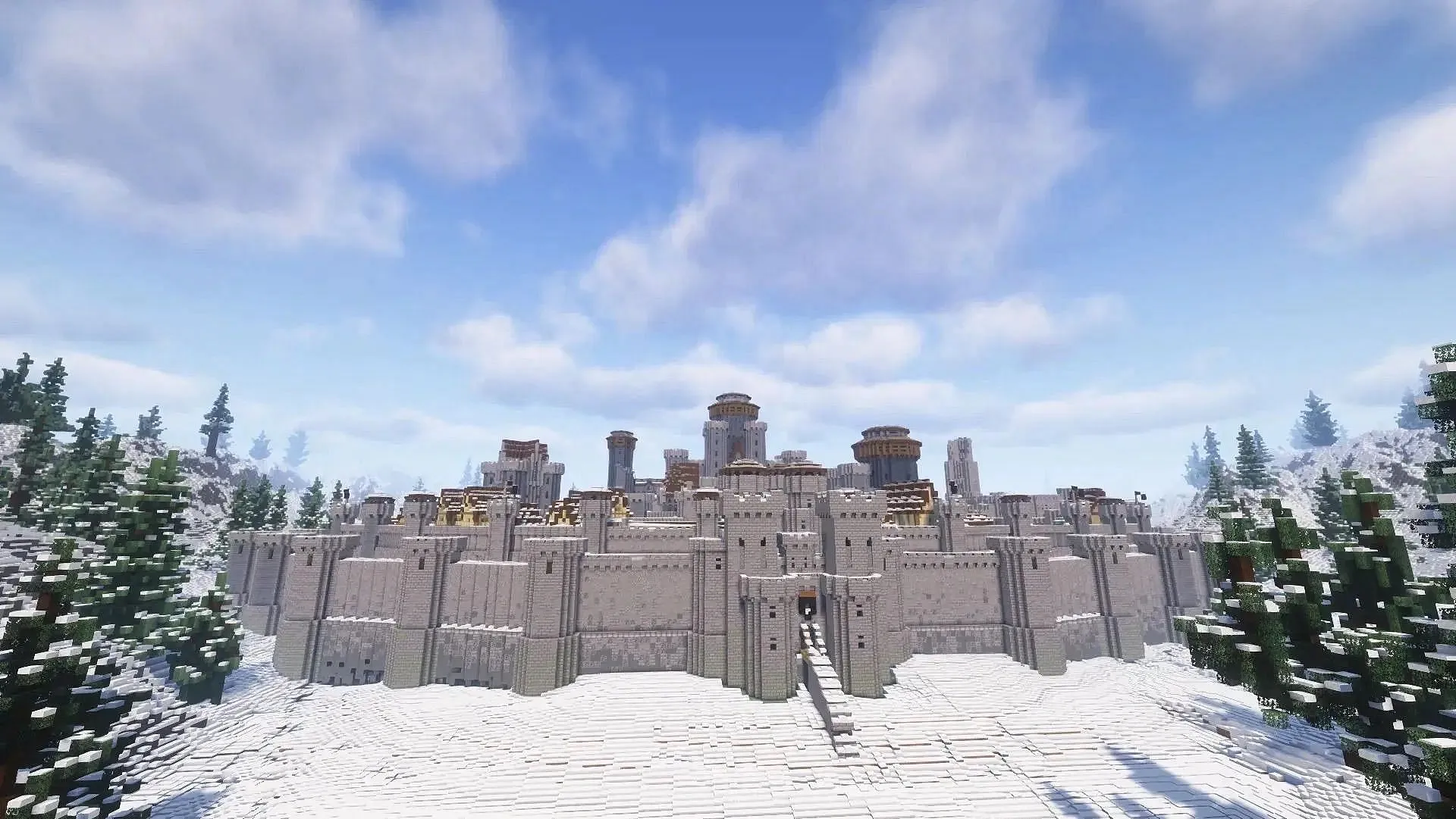 The Winterfell castle build in Minecraft (Image via Reddit/afroforge/Mojang Studios) The Winterfell castle build in Minecraft (Image via Reddit/afroforge/Mojang Studios)