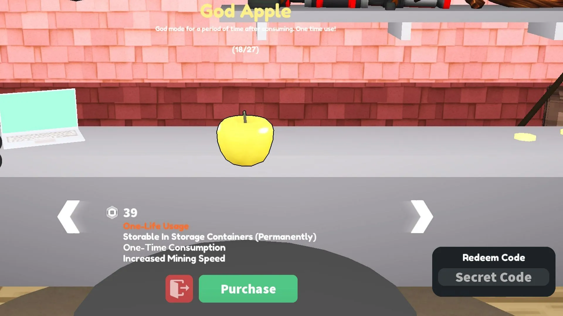 Gift codes offer different items in the game (Image via Roblox)