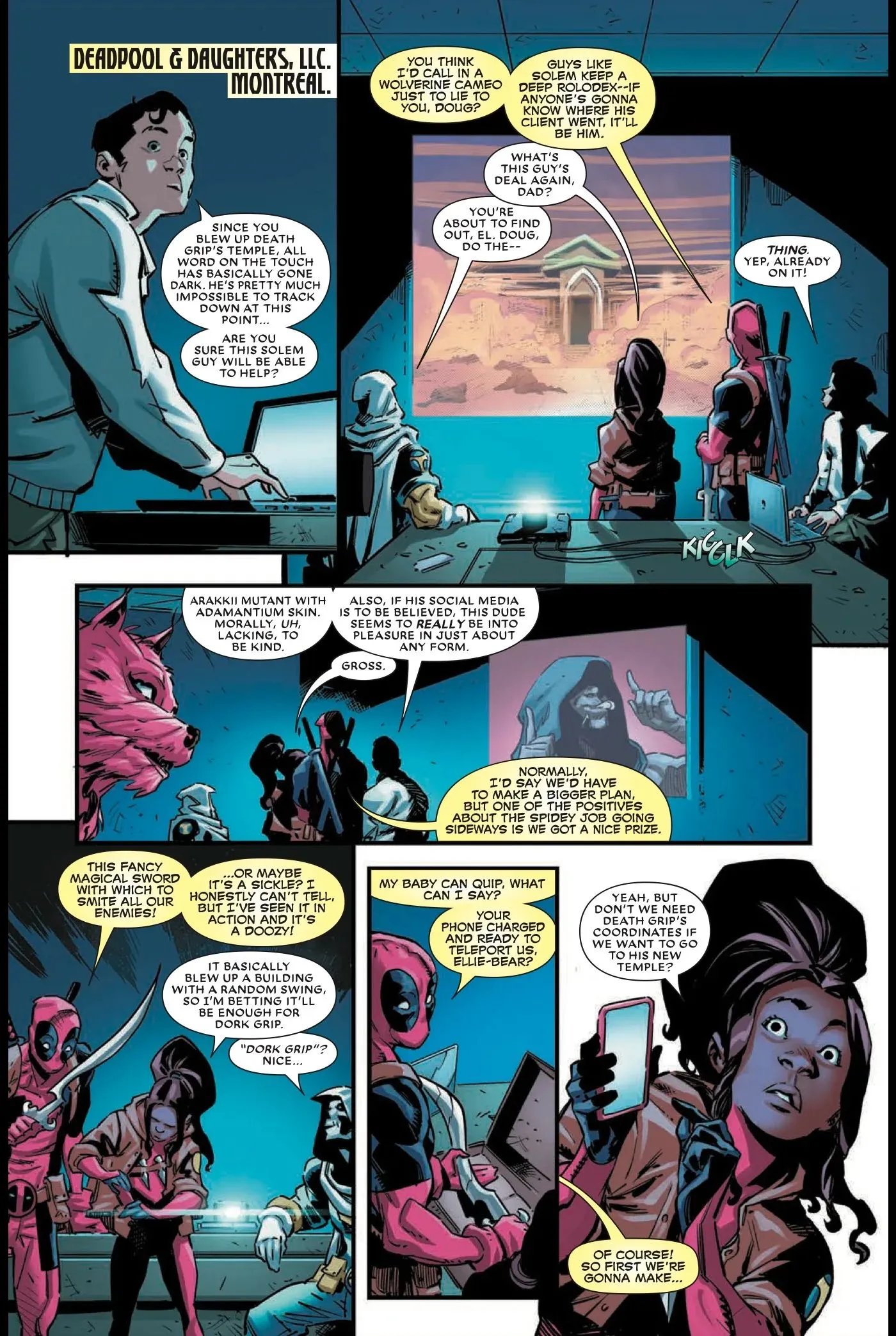 Deadpool being debriefed about Solem