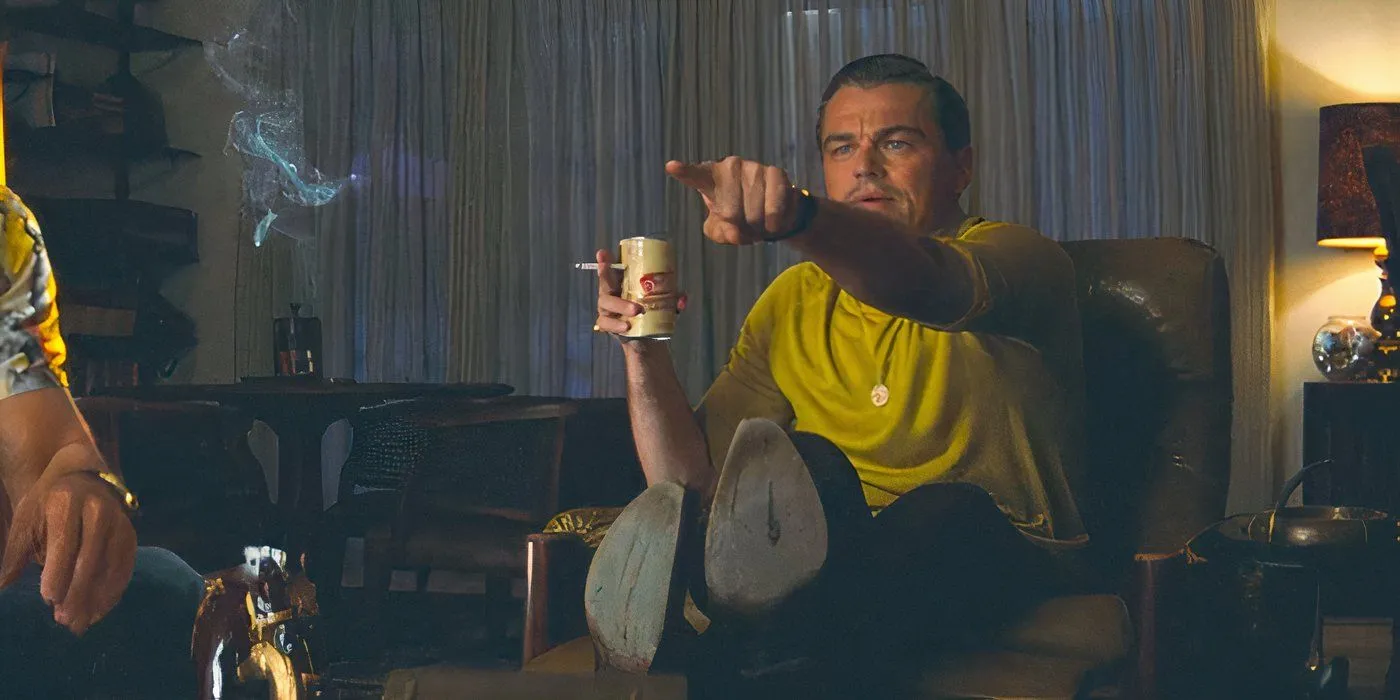 DiCaprio pointing at the TV in Once Upon a Time... in Hollywood DiCaprio pointing at the TV in Once Upon a Time... in Hollywood