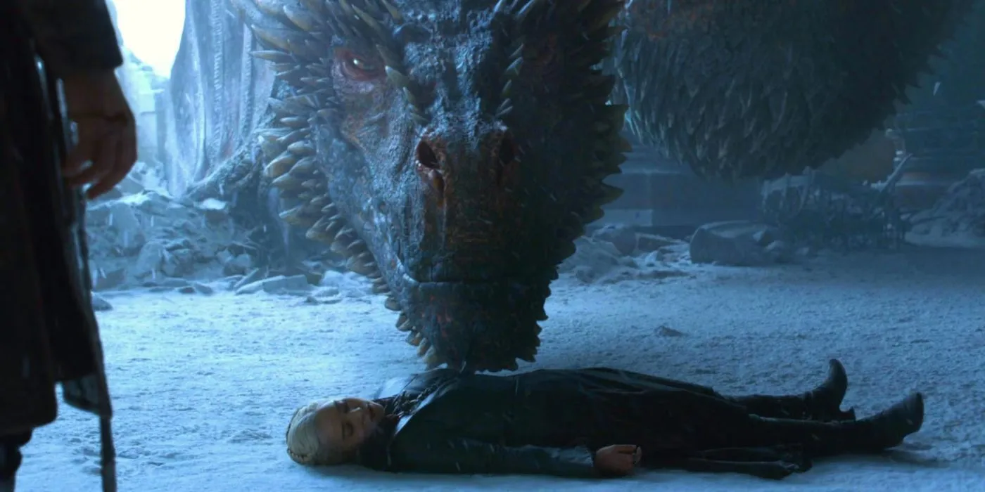 Drogon witnessing Daenerys' death in Game of Thrones series finale Drogon witnessing Daenerys' death in Game of Thrones series finale