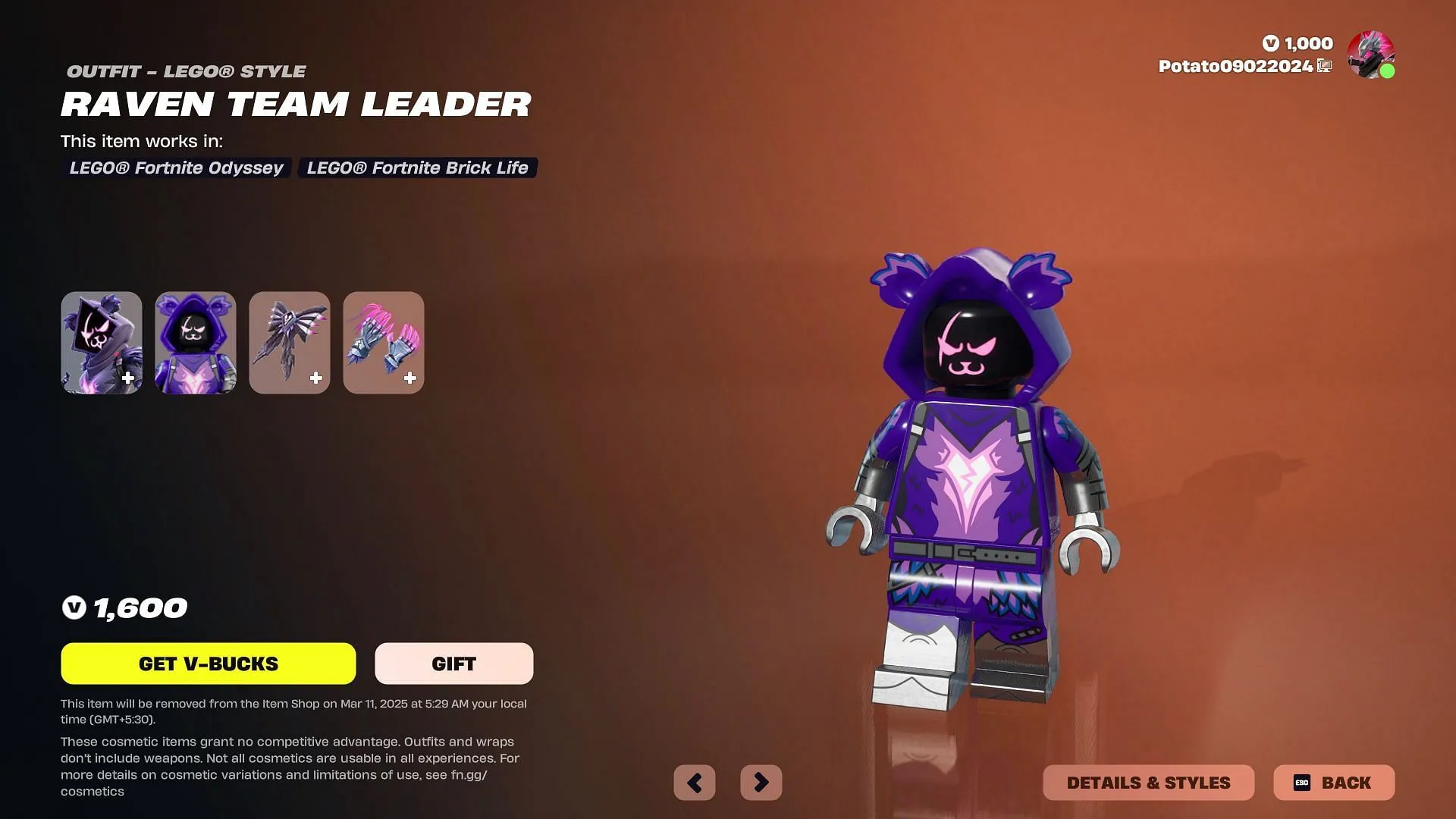 The Raven Team Leader skin will remain listed until March 10, 2025 (Image via Epic Games) The Raven Team Leader skin will remain listed until March 10, 2025 (Image via Epic Games)