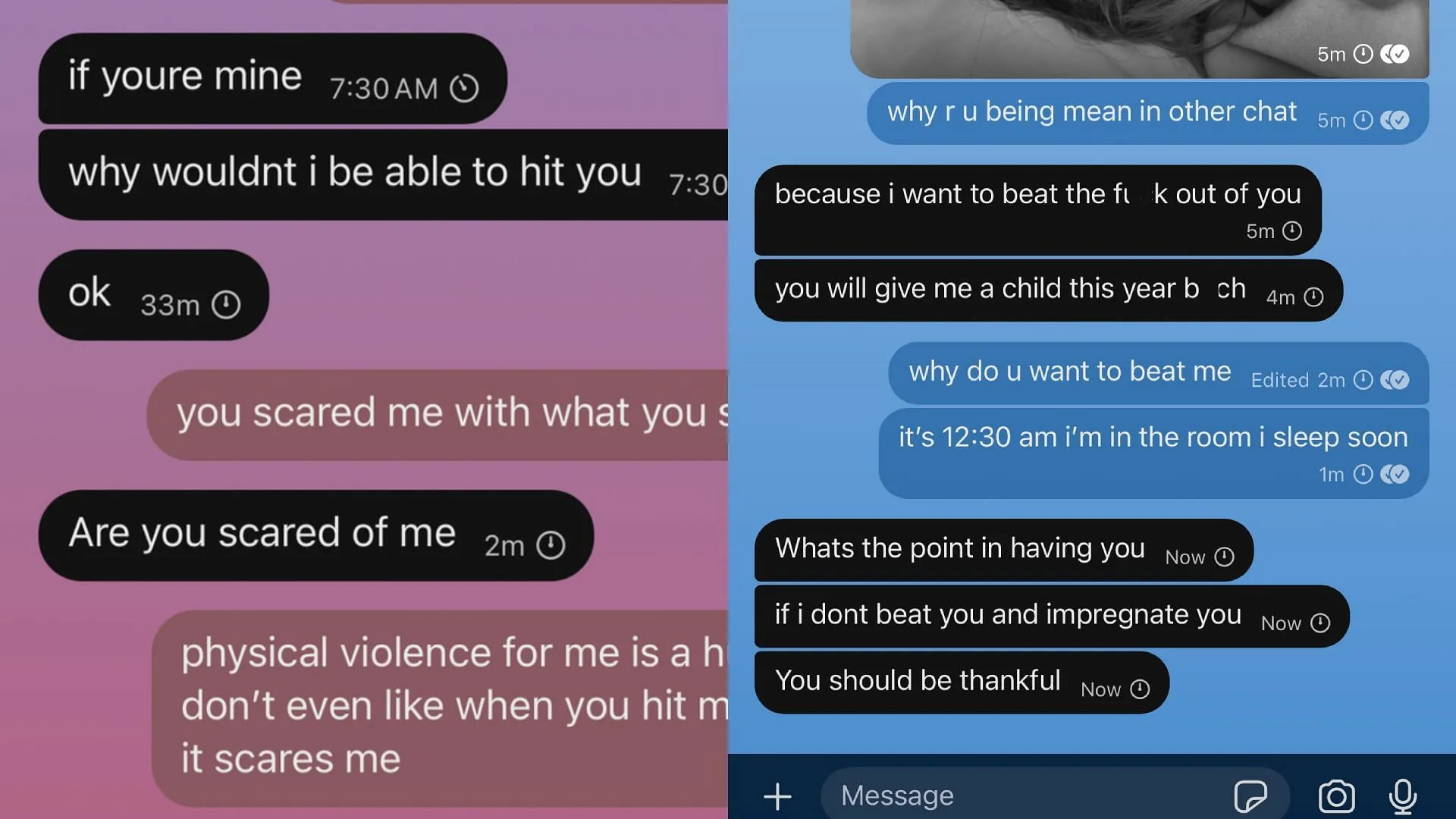 Alleged screenshots of messages between the couple (Image via Bri Stern/X)