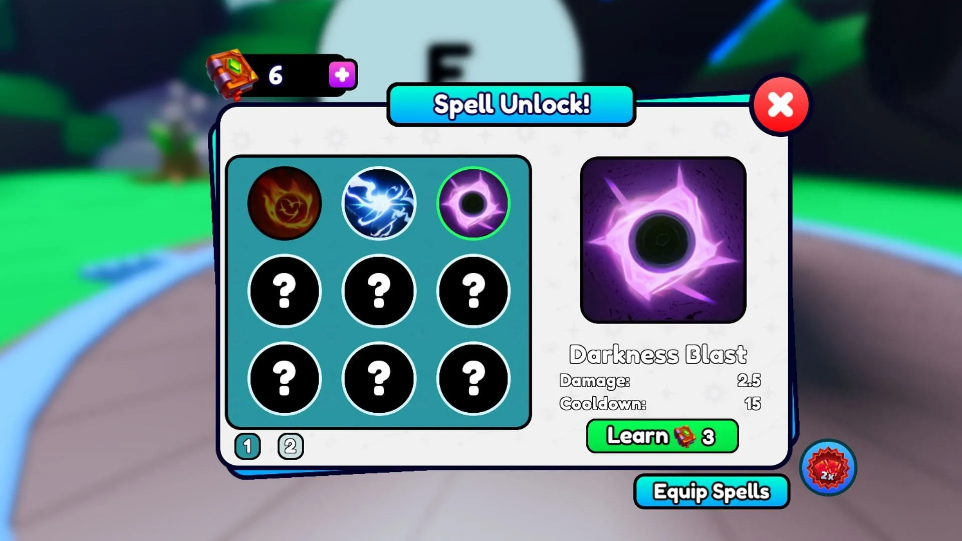 Unlock new Spells using Lost Books (Image via Roblox)