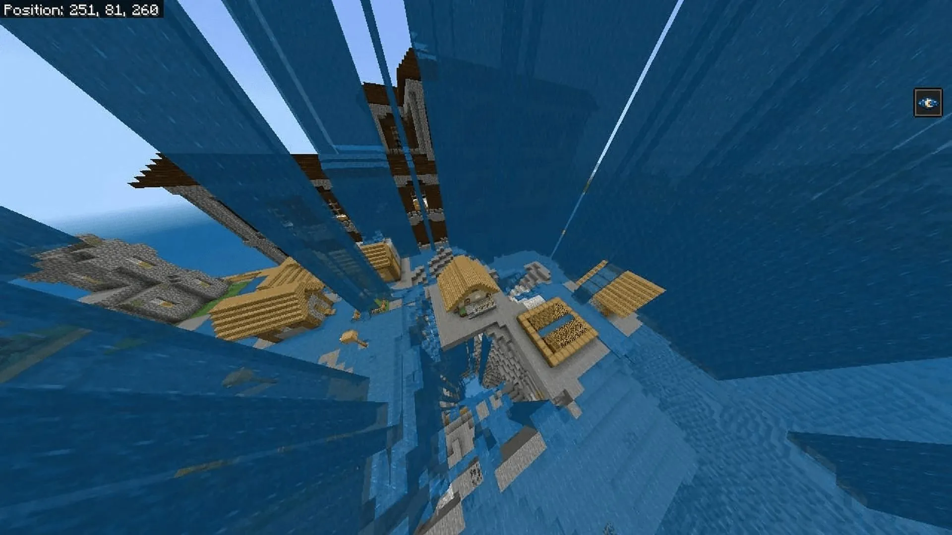 It’s quite rare for such a strange terrain/structure combo to appear in Minecraft Bedrock (Image via Fragrant_Result_186/Reddit) It’s quite rare for such a strange terrain/structure combo to appear in Minecraft Bedrock (Image via Fragrant_Result_186/Reddit)