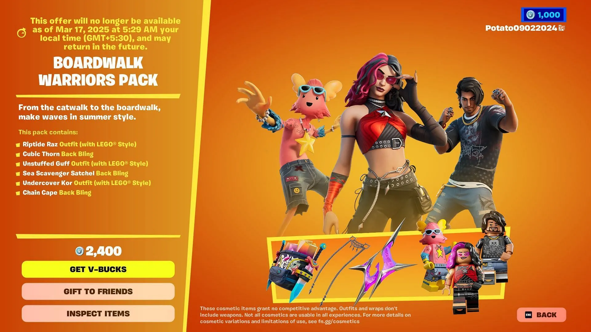 You can now purchase the Boardwalk Warriors Pack in Fortnite (Image via Epic Games)