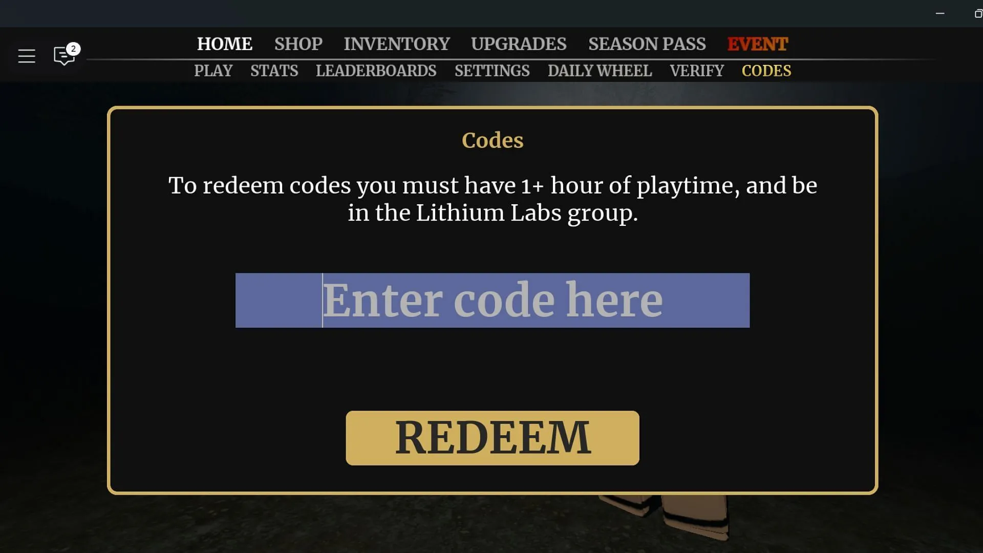 Double-check your code before hitting Redeem (Image via Roblox)