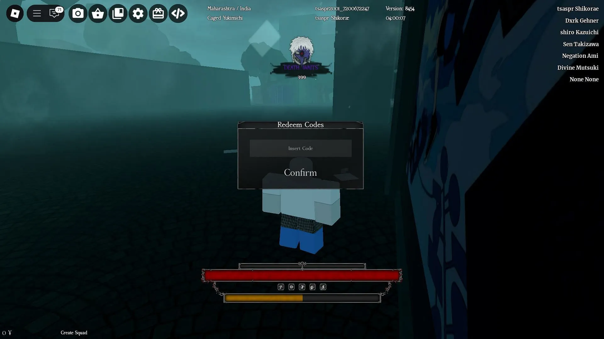 Code entry box in Ghoul://Re (Image via Roblox)