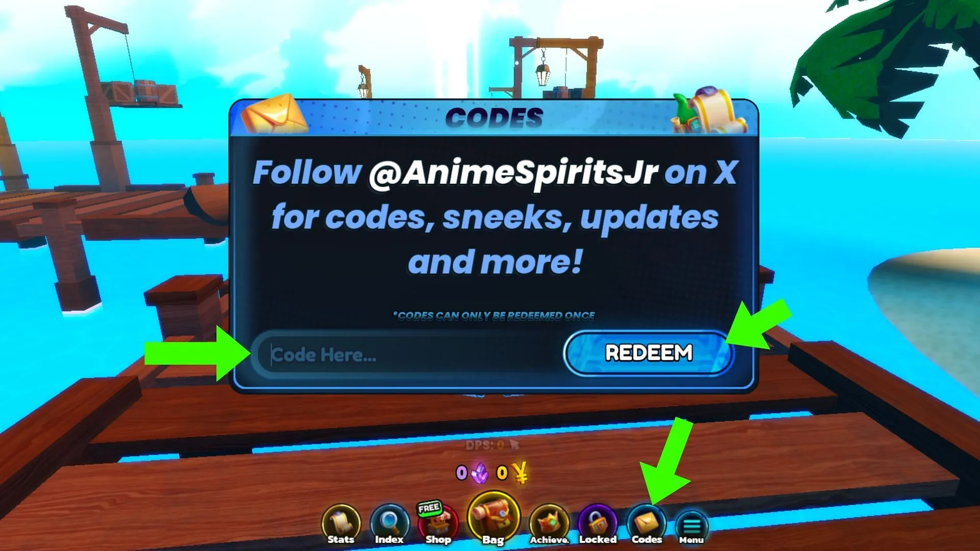 The Codes tab is marked with a mail icon The Codes tab is marked with a mail icon