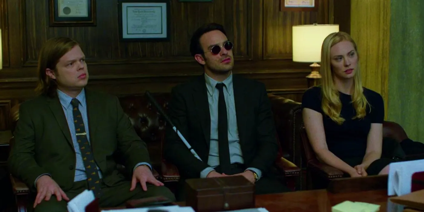 Foggy Nelson, Matt Murdock, and Karen Page in Daredevil Foggy Nelson, Matt Murdock, and Karen Page in Daredevil