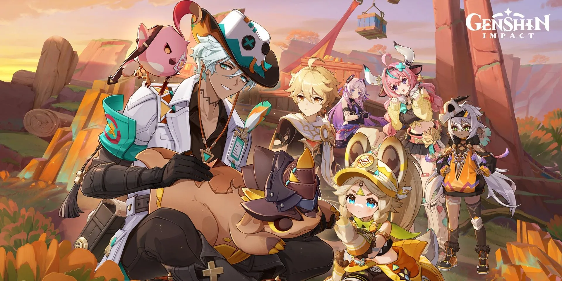 Key Art for Genshin Impact 5.5 featuring Ifa, Aether, Kachina, Iansan, Varesa, and Citlali.