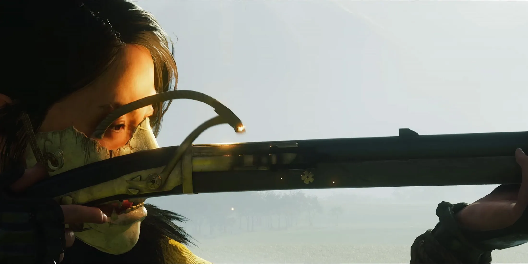 Atsu firing weapon in Ghost of Yotei Atsu firing weapon in Ghost of Yotei