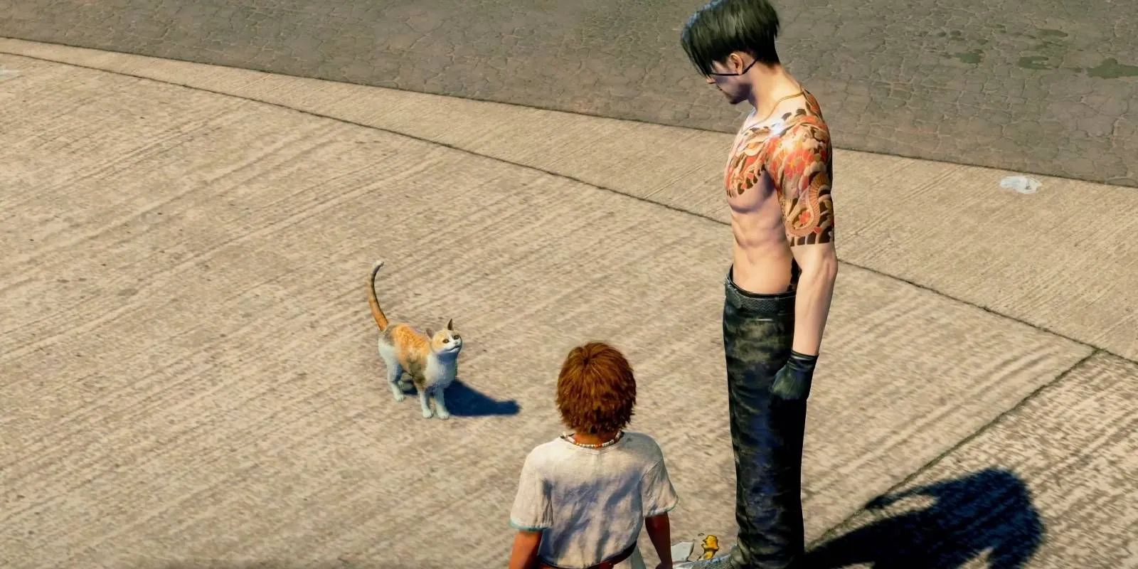 Majima and Noah recruiting Onigiri the cat in Like A Dragon: Pirate Yakuza In Hawaii. Majima and Noah recruiting Onigiri the cat in Like A Dragon: Pirate Yakuza In Hawaii.