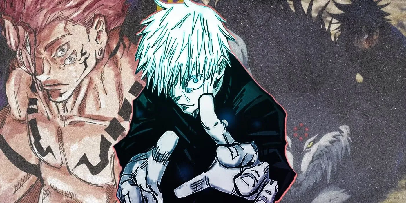Gojo with Megumi and Sukuna in Jujutsu Kaisen