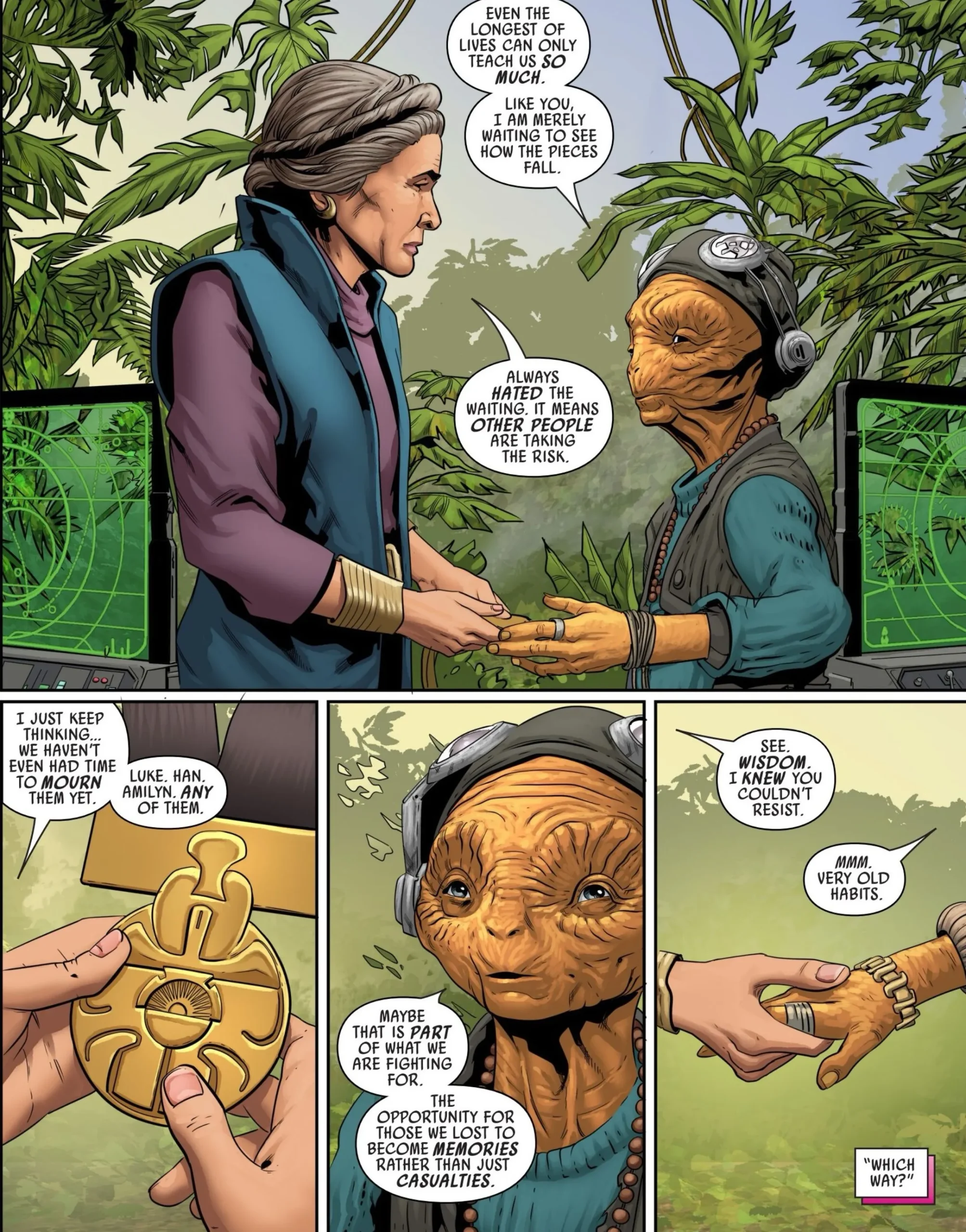 Leia holding Han's Medal