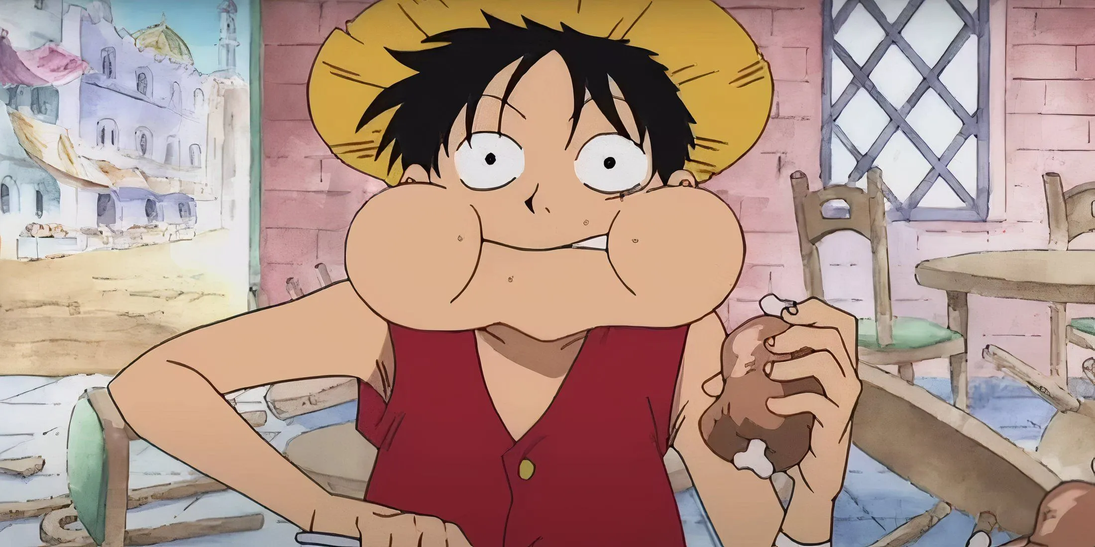 Luffy enjoying food